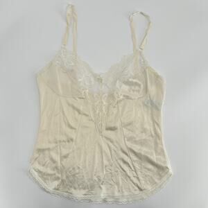 SEARS Vintage Lingerie Cami Womens 32 Union Made Lace Trim Camisole Slip Top